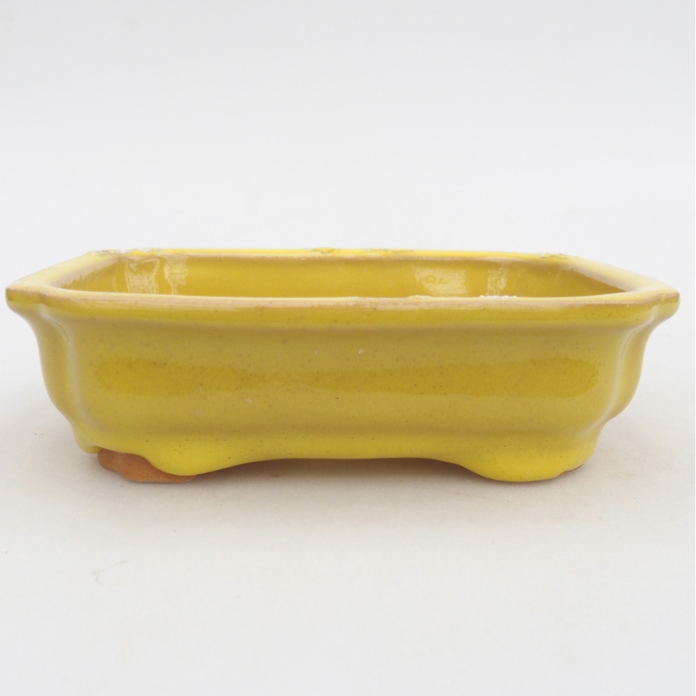 Ceramic bonsai bowl 14 x 11 x 4 cm, yellow