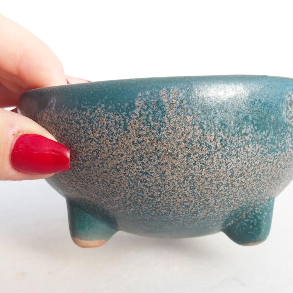 Ceramic bonsai bowl 10 x 10 x 5 cm, colour blue