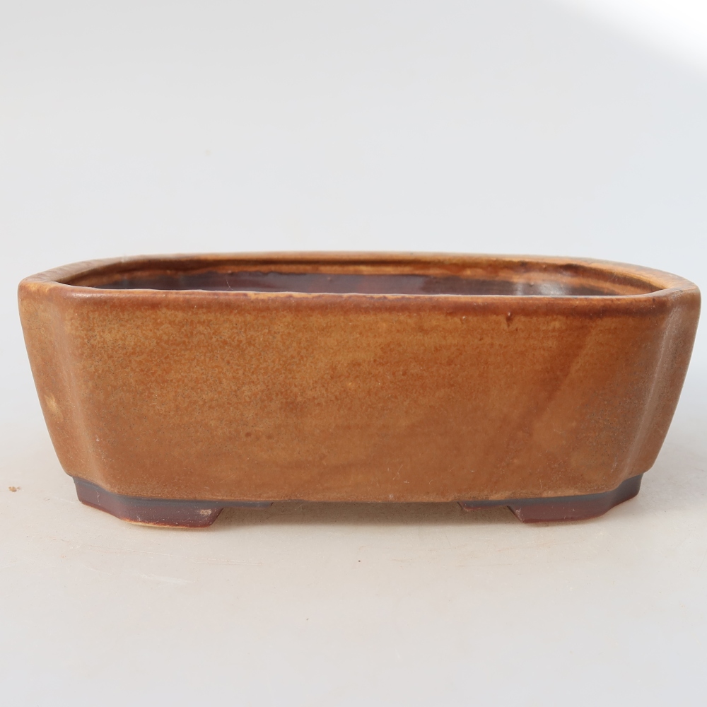 Ceramic bonsai pot, 17.5 x 14.5 x 5 cm, brown