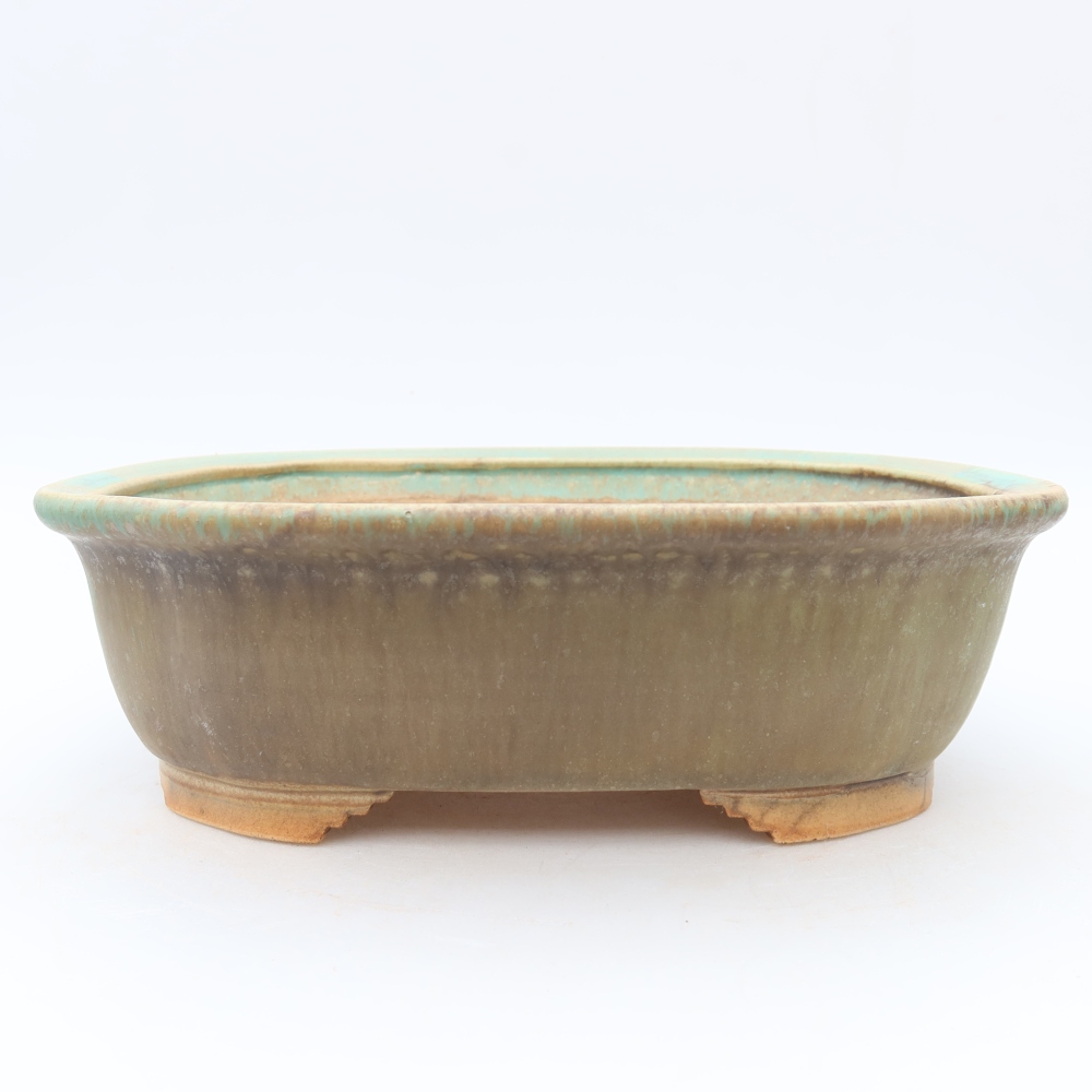 Ceramic bonsai bowl 25 x 21 x 8 cm, green