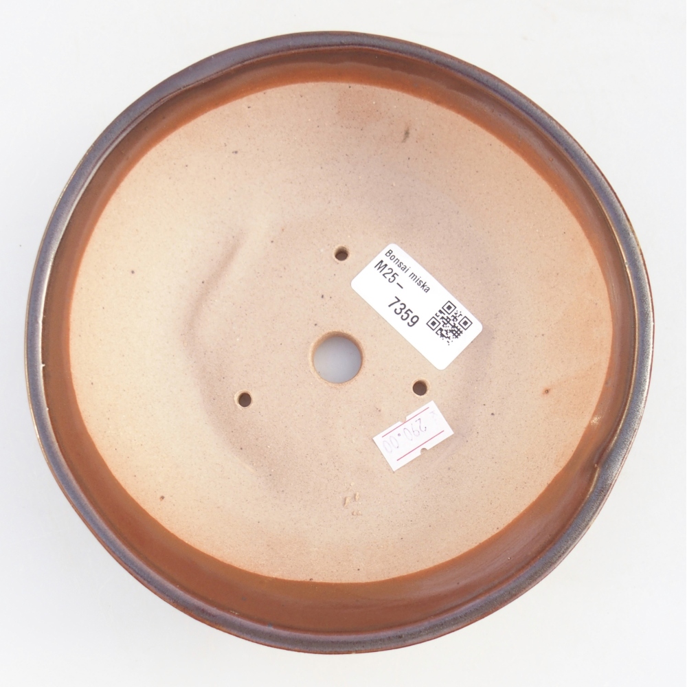Ceramic bonsai bowl 17,5 x 17,5 x 5 cm, brown