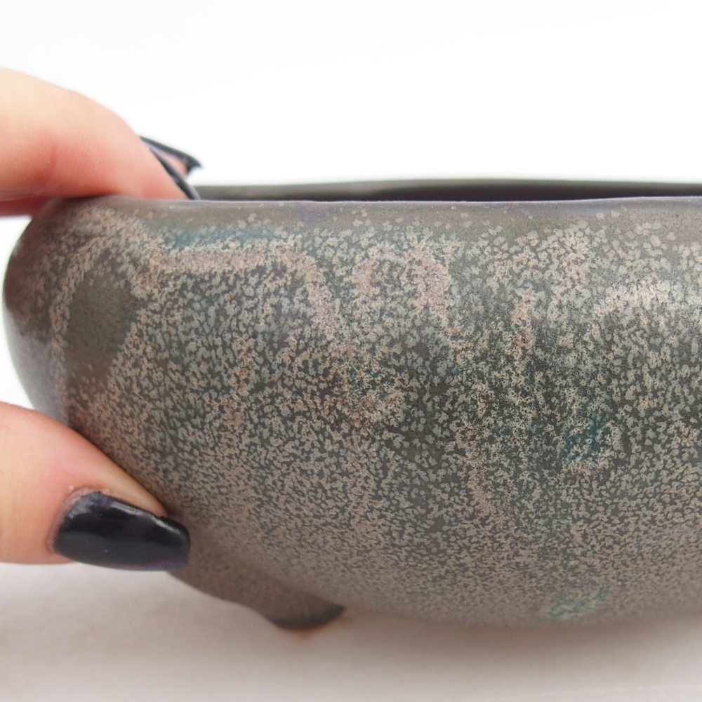Ceramic bonsai bowl 15 x 15 x 7 cm, grey
