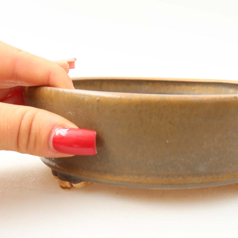 Ceramic bonsai bowl 15,5 x 15,5 x 5 cm, brown