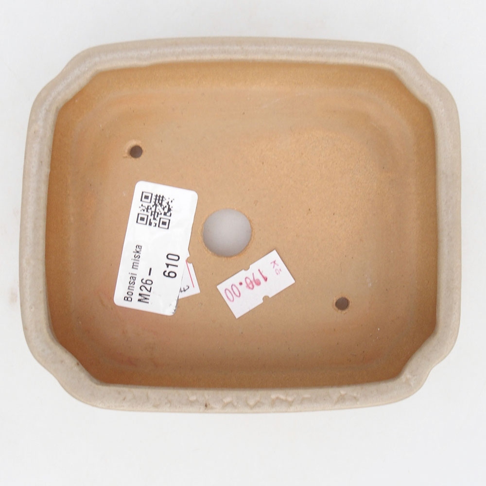 Ceramic bonsai bowl 12 x 10,5 x 4 cm, colour beige