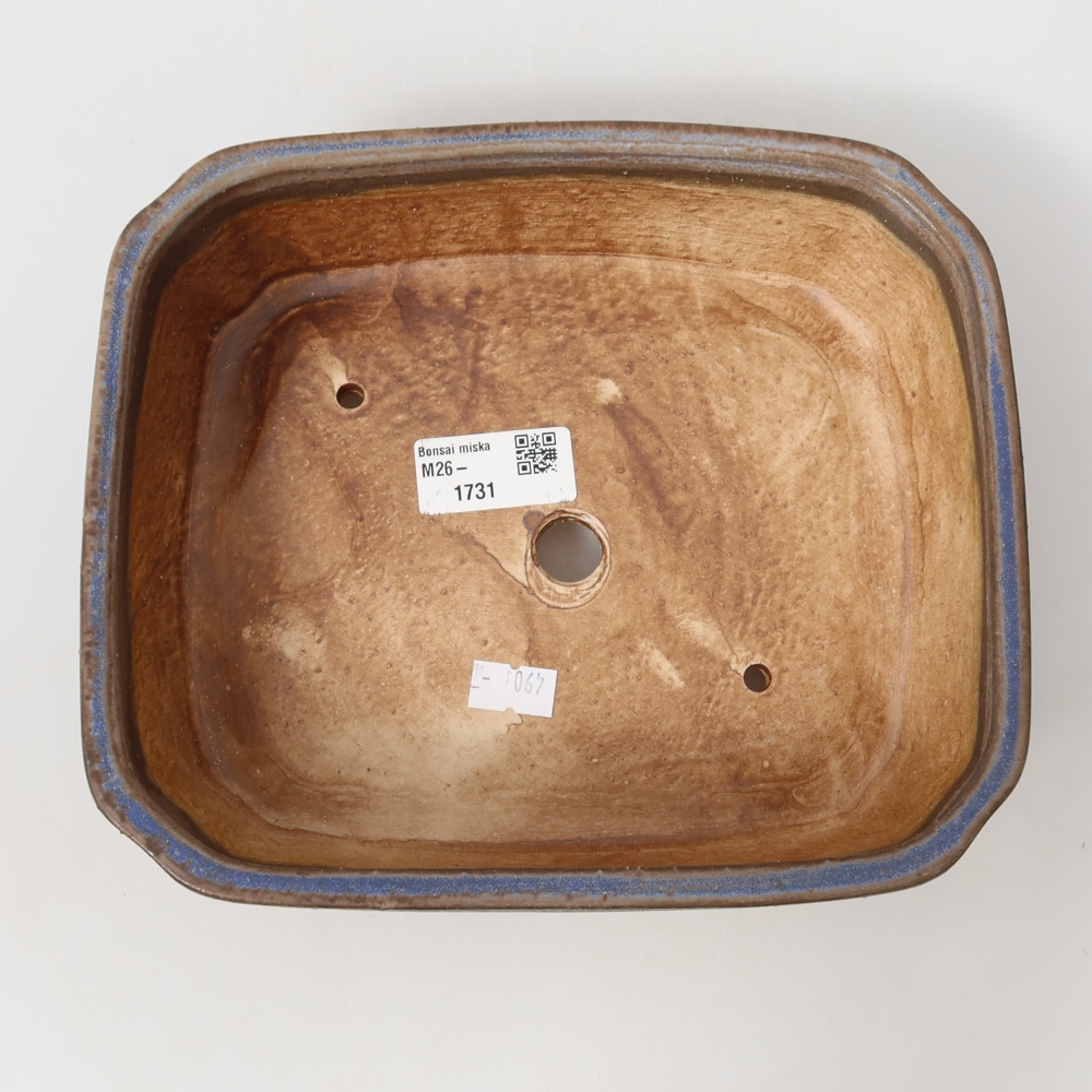 Ceramic bonsai pot, 21.5 x 18 x 6 cm, blue
