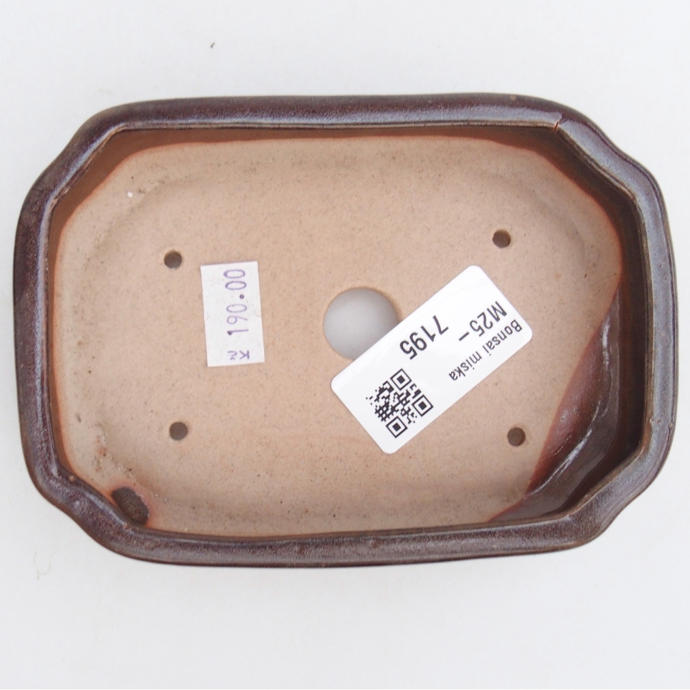 Ceramic bonsai bowl 13 x 9 x 3 cm, brown