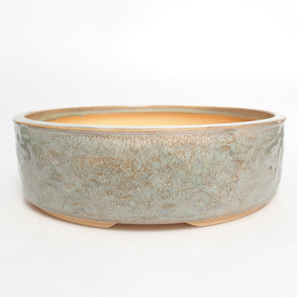 Ceramic bonsai bowl 20,5 x 20,5 x 6 cm, green
