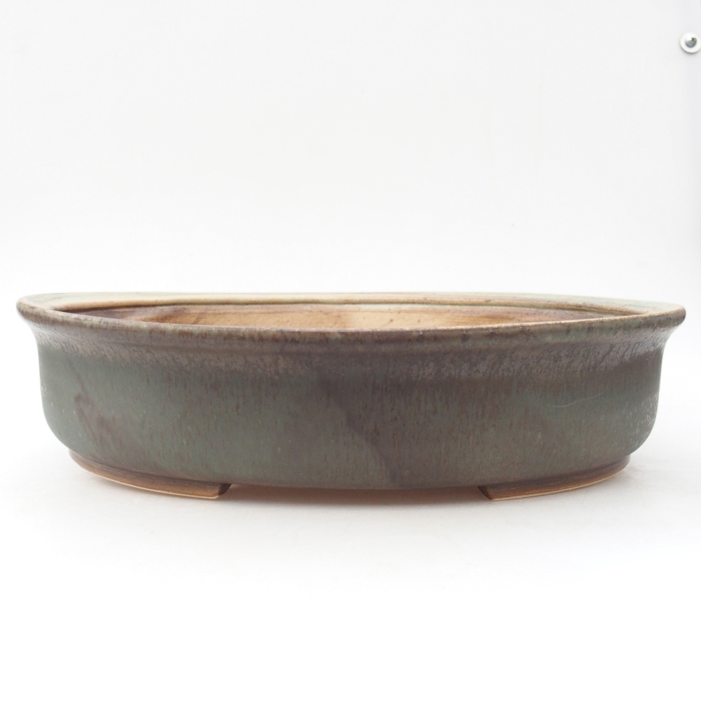 Ceramic bonsai bowl 32,5 x 28,5 x 7 cm, green
