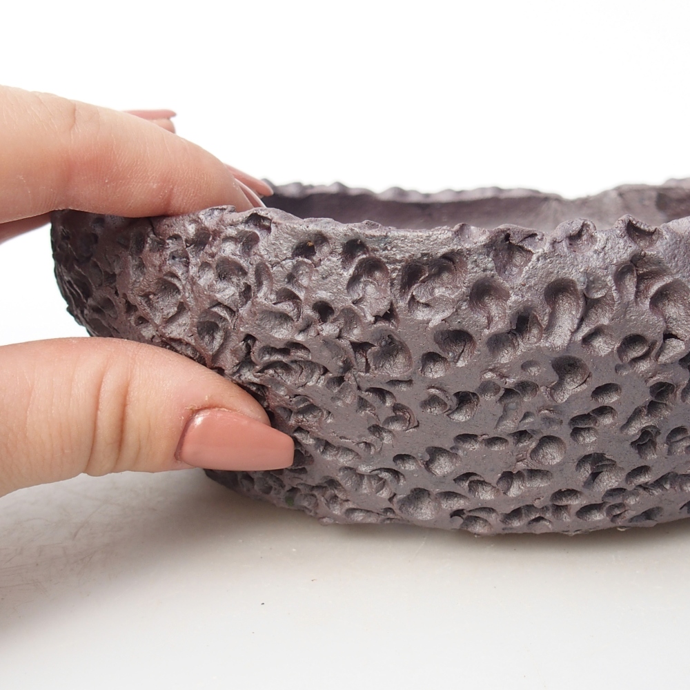 Ceramic bonsai bowl 17 x 16,5 x 6 cm, metal colour