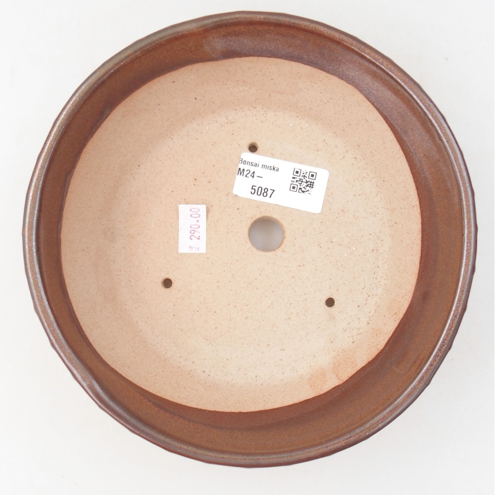 Ceramic bonsai bowl 17,5 x 17,5 x 5 cm, color brown