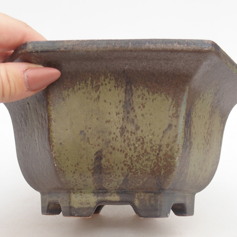 Ceramic bonsai bowl 18,5 x 16,5 x 9 cm, brown