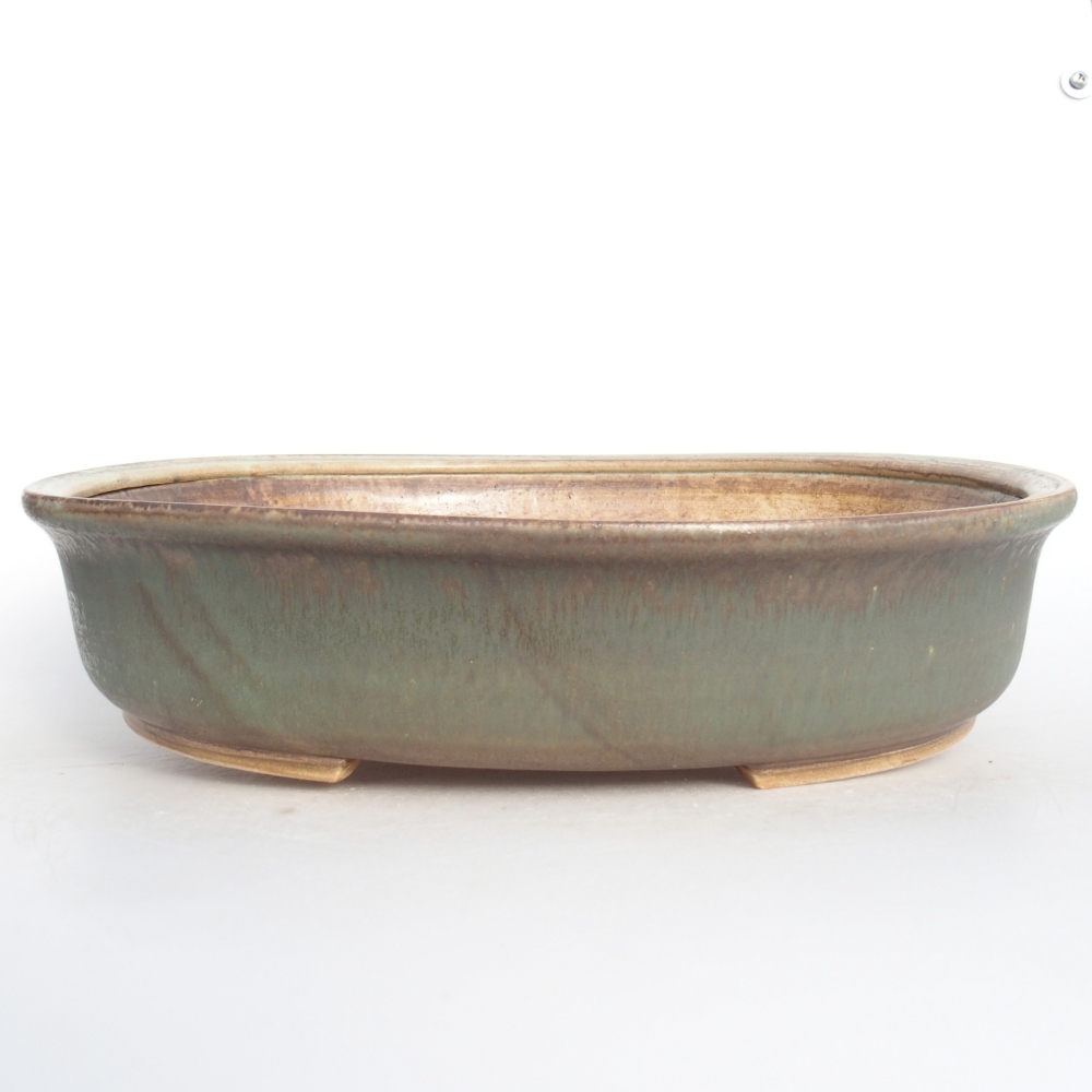 Ceramic bonsai bowl 32,5 x 28,5 x 7,5 cm, green
