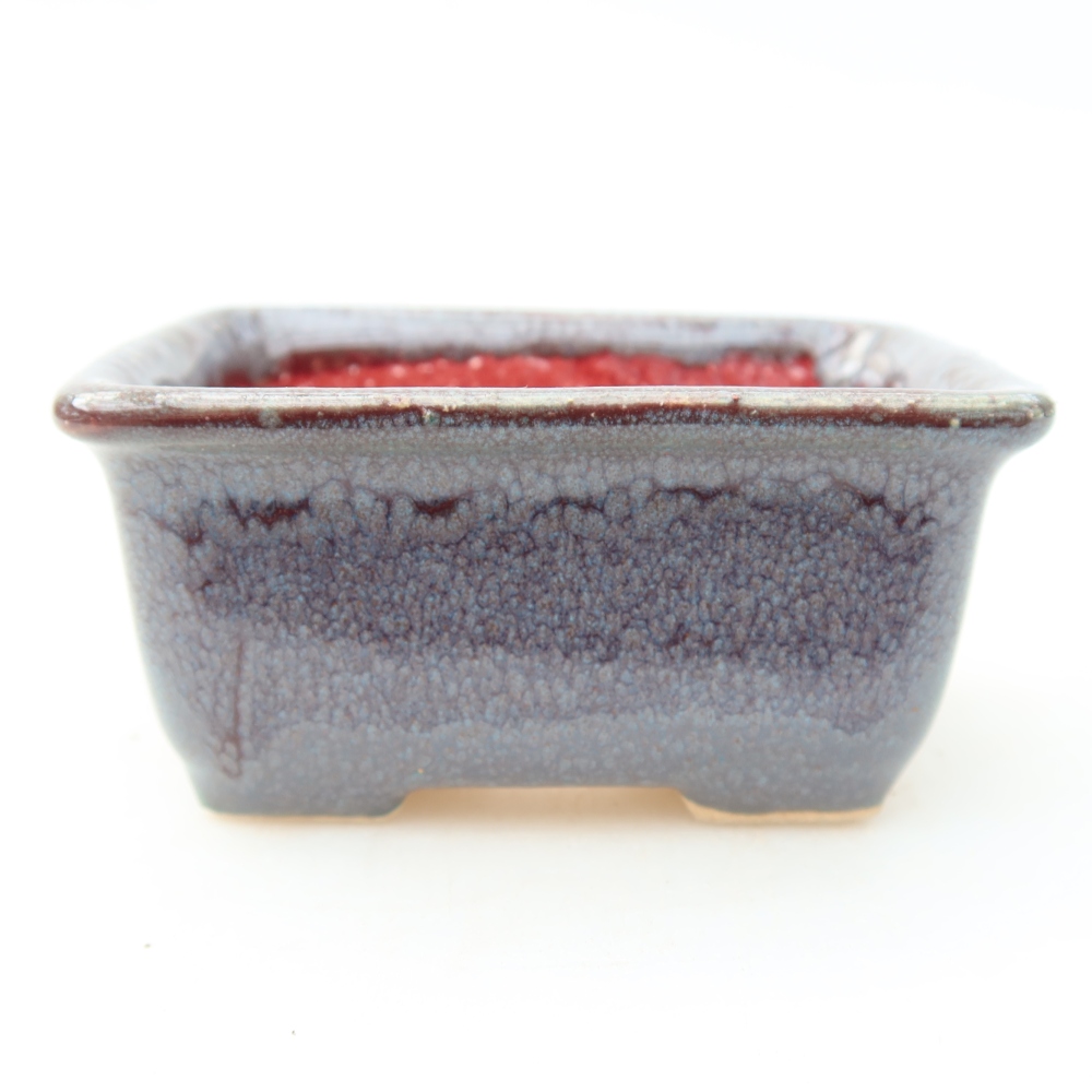 Ceramic bonsai pot, 7.5 x 5.5 x 4 cm, gray