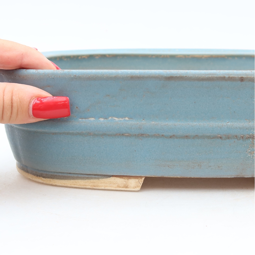 Ceramic bonsai pot, 24.5 x 20.5 x 6.5 cm, blue
