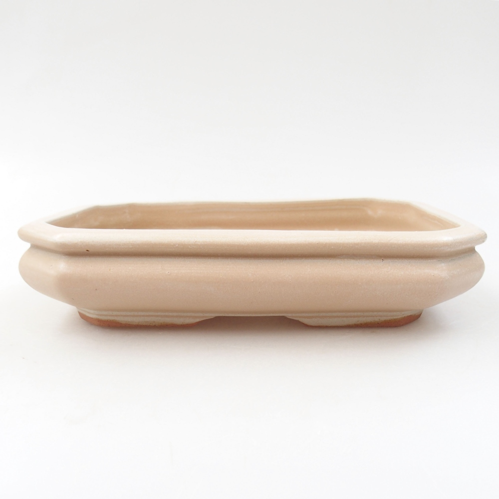 Ceramic bonsai bowl 18,5 x 13,5 x 4 cm, color beige