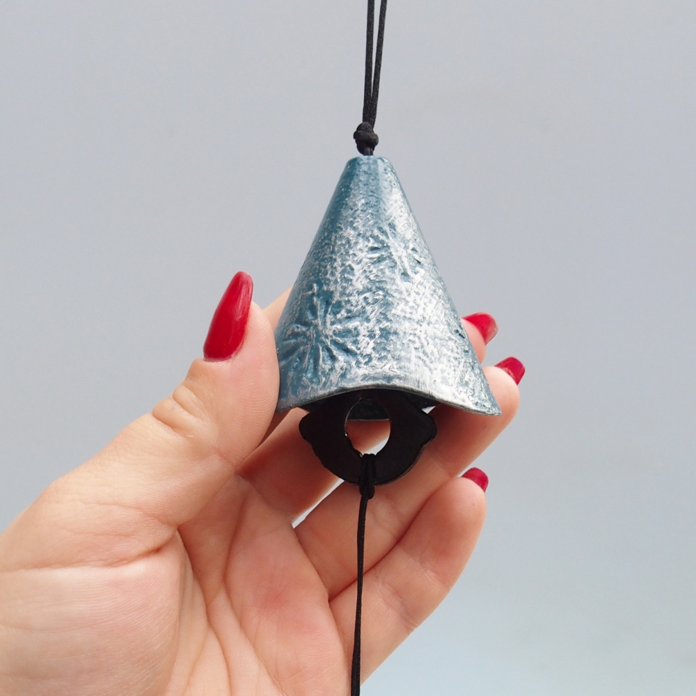 Metal wind chime, blue