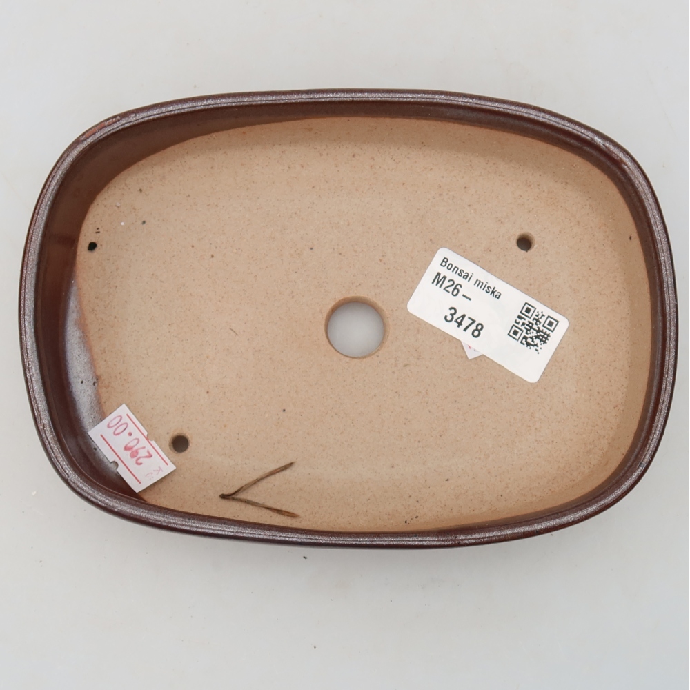 Ceramic bonsai pot, 16 x 11 x 3.5 cm, brown