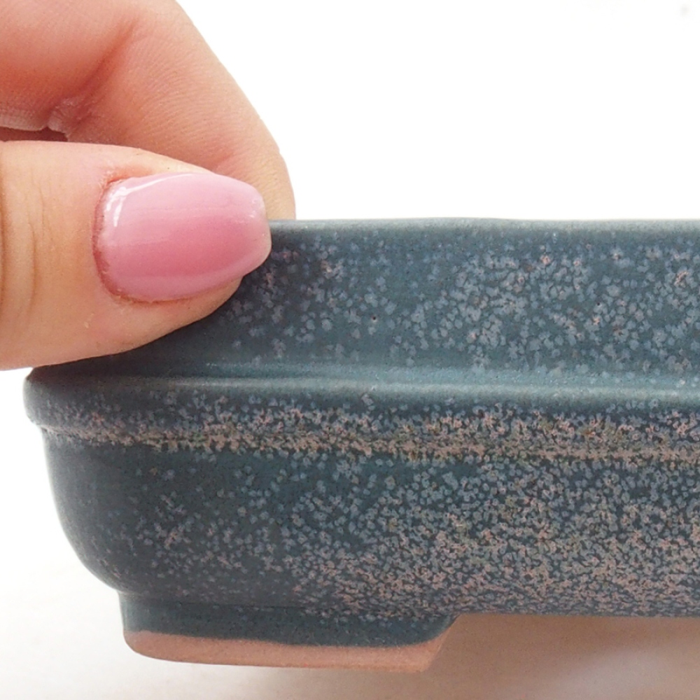 Ceramic bonsai bowl 14 x 12,5 x 4,5 cm, color blue