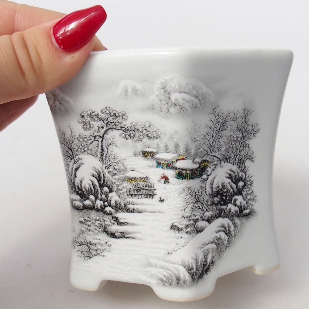 Ceramic bonsai bowl 10,5 x 9,5 x 9 cm, colour white