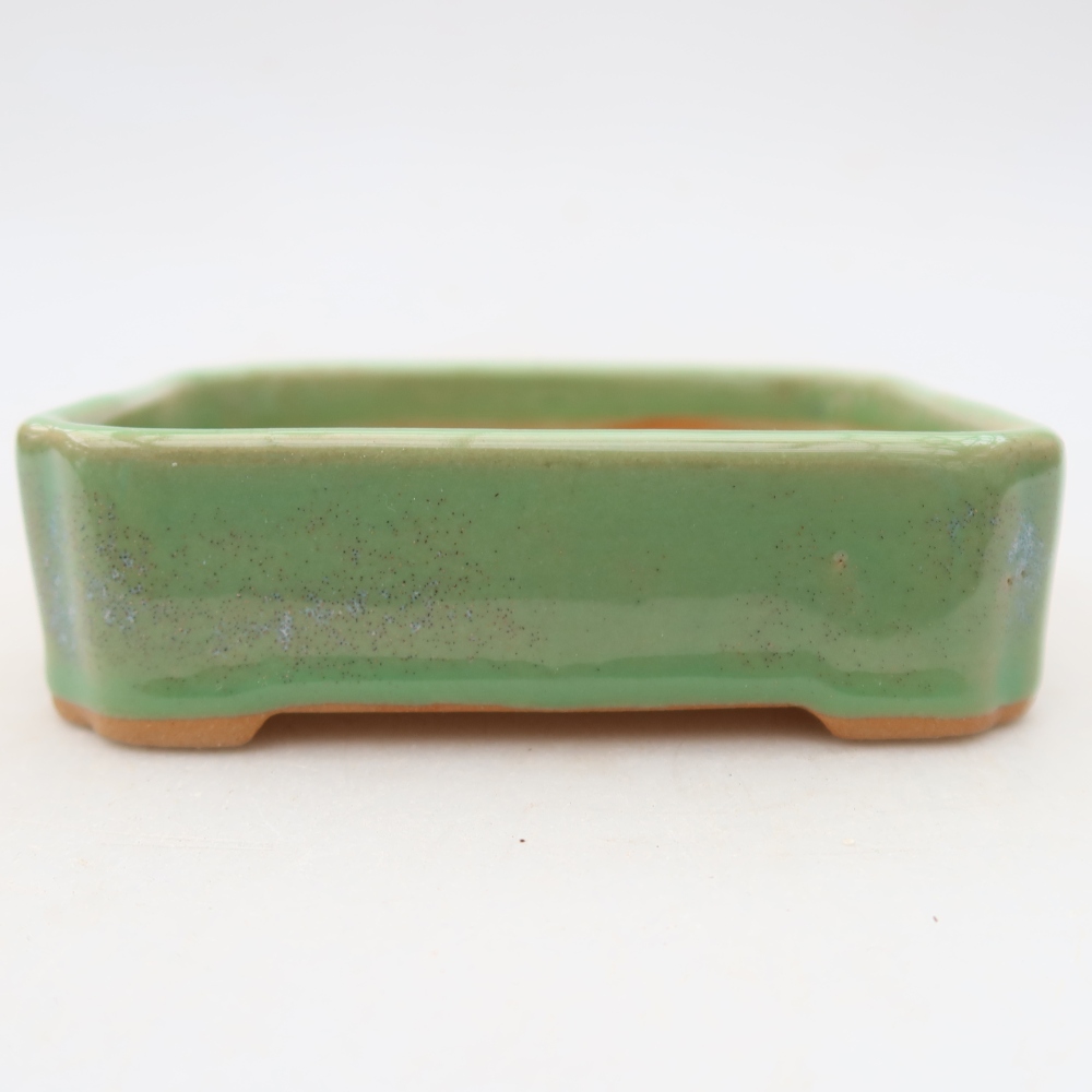 Ceramic bonsai pot, 10.5 x 9 x 3 cm, green
