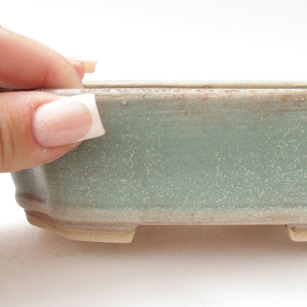 Ceramic bonsai bowl 14 x 12 x 4,5 cm, green
