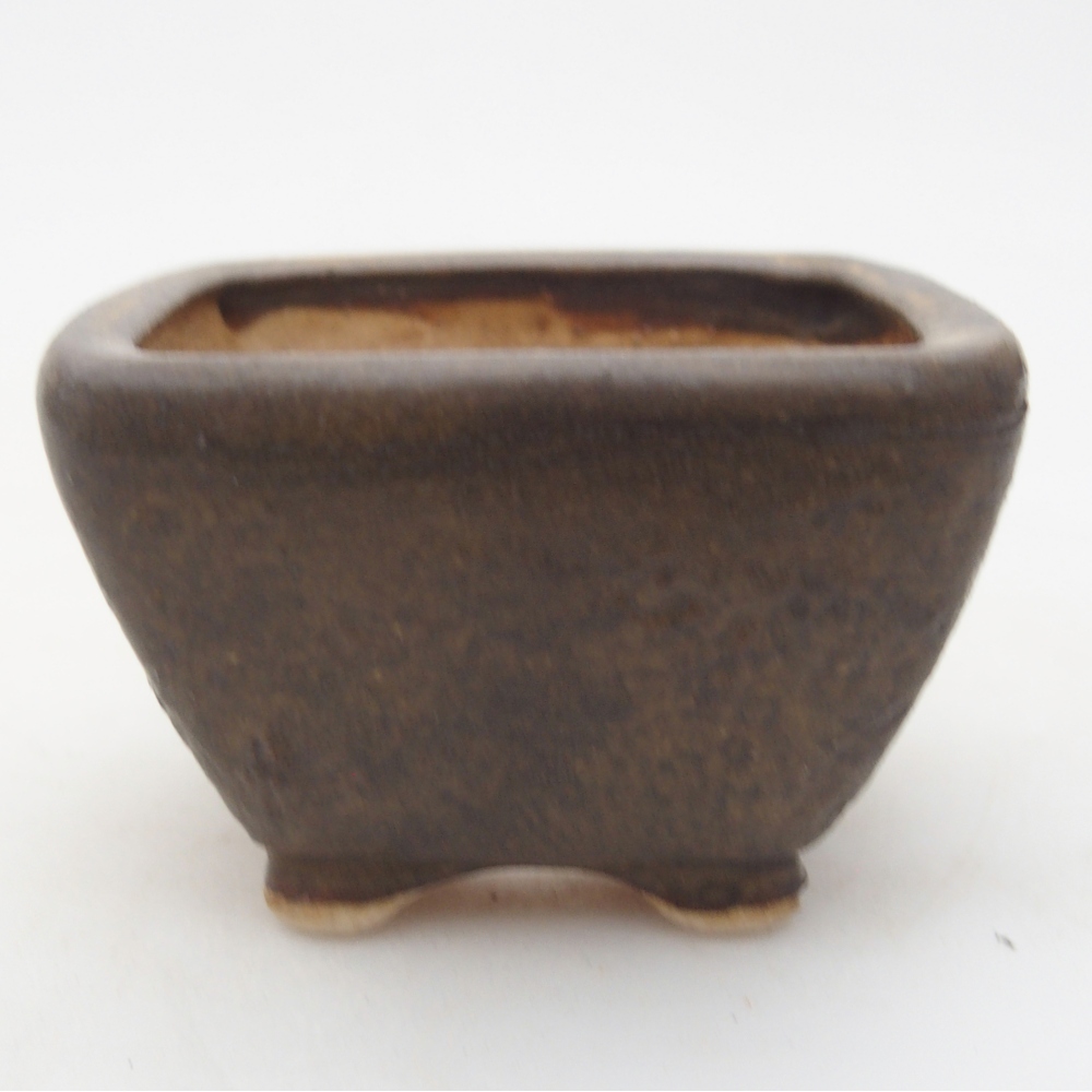 Ceramic bonsai bowl 6 x 6 x 4 cm, brown