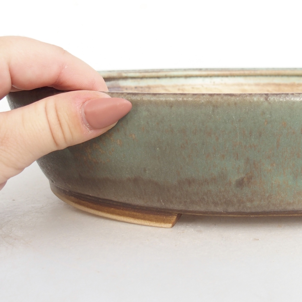 Ceramic bonsai bowl 28 x 24 x 6 cm, green