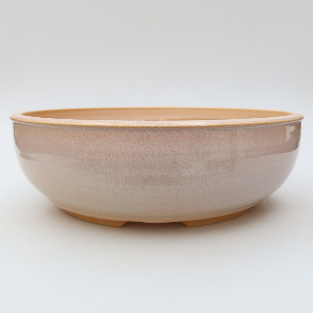 Ceramic bonsai pot, 26.5 x 26.5 x 8 cm, beige
