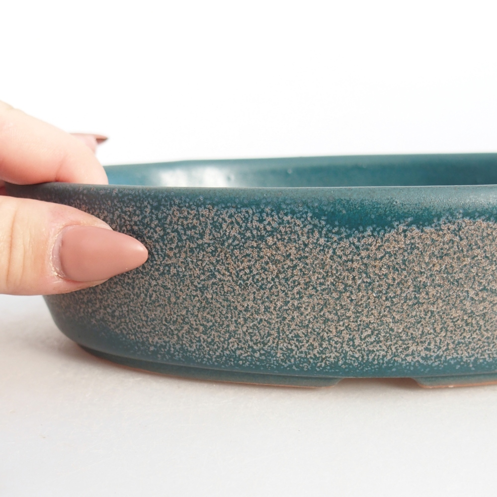 Ceramic bonsai bowl 18,5 x 13 x 4,5 cm, colour blue