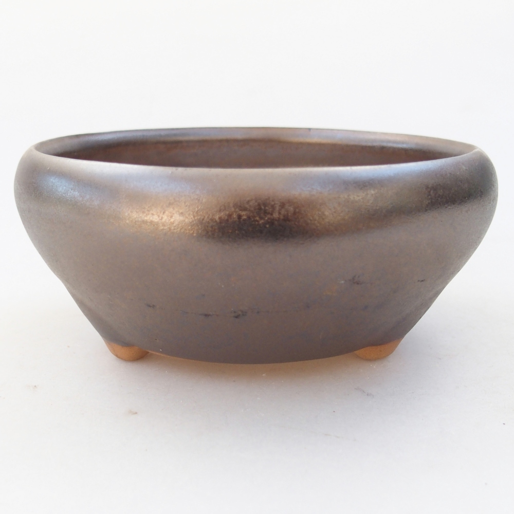 Ceramic bonsai bowl 10 x 10 x 5 cm, metal colour