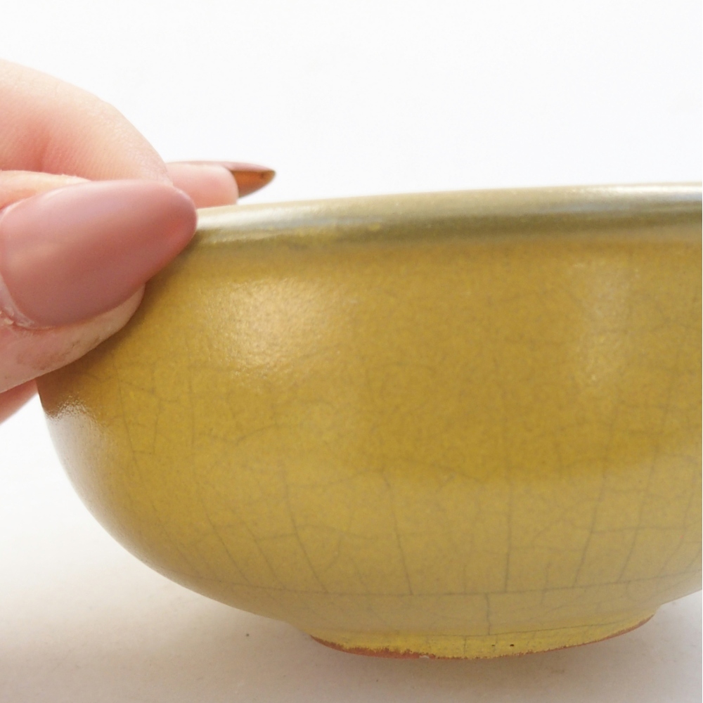 Ceramic bonsai bowl 9,5 x 9,5 x 5 cm, yellow