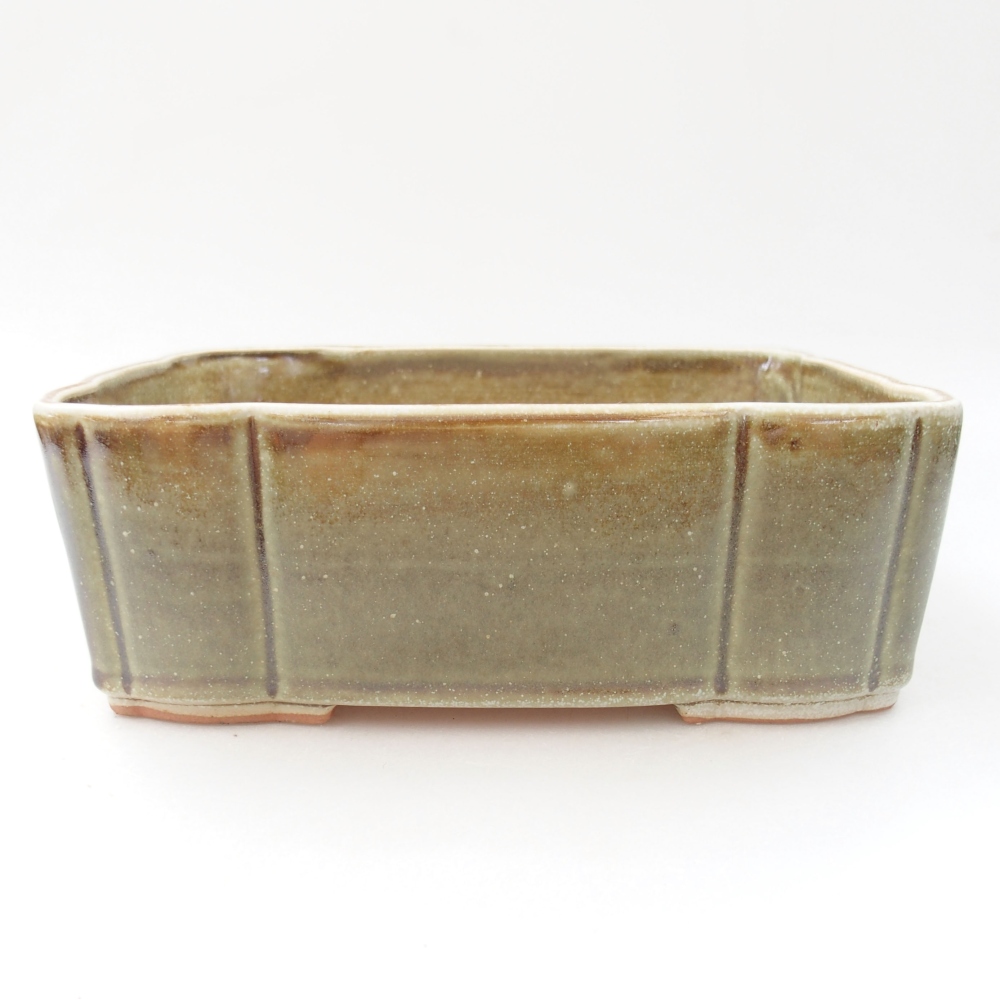 Ceramic bonsai bowl 20,5 x 17 x 7 cm, color green