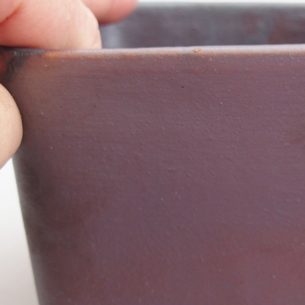 Ceramic bonsai bowl 10 x 10 x 8 cm, metal colour