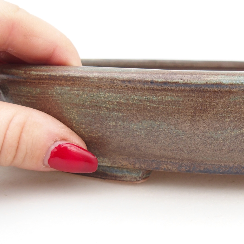 Ceramic bonsai bowl 24,5 x 20 x 4 cm, green