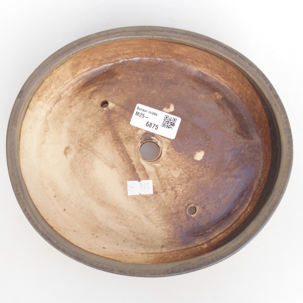 Ceramic bonsai bowl 22,5 x 20 x 4,5 cm, brown