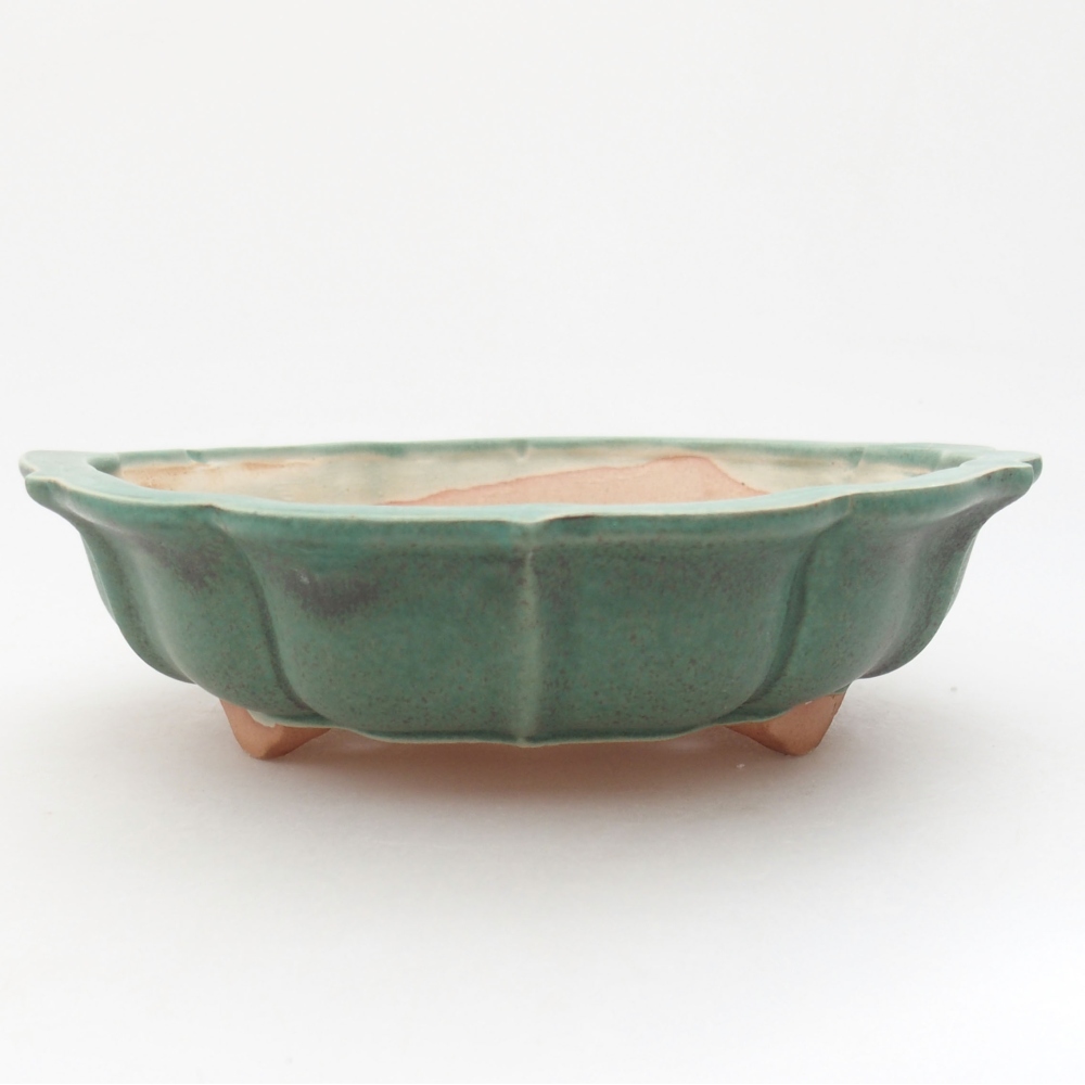 Ceramic bonsai bowl 18 x 18 x 5 cm, color green