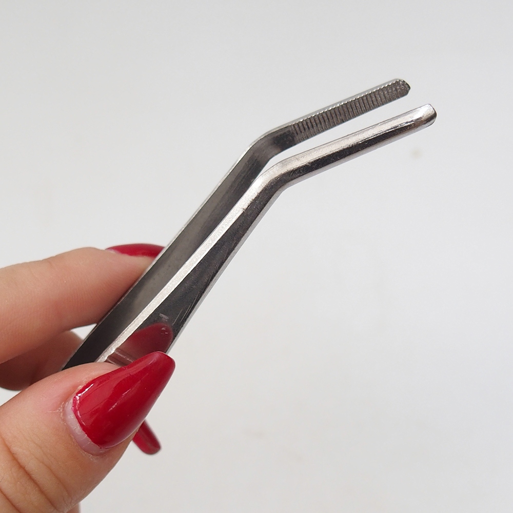 Spatula and curved tweezers 22 cm - stainless steel