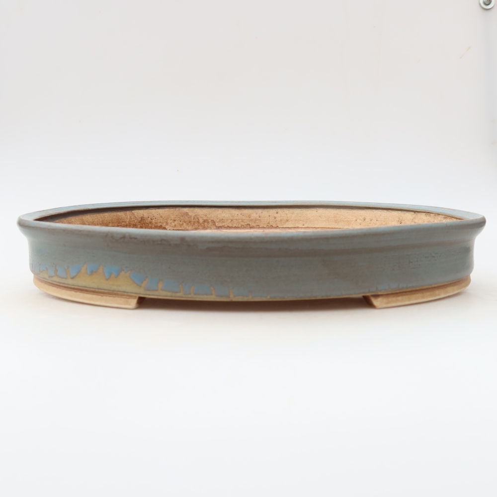 Ceramic bonsai pot, 31 x 27 x 4.5 cm, blue