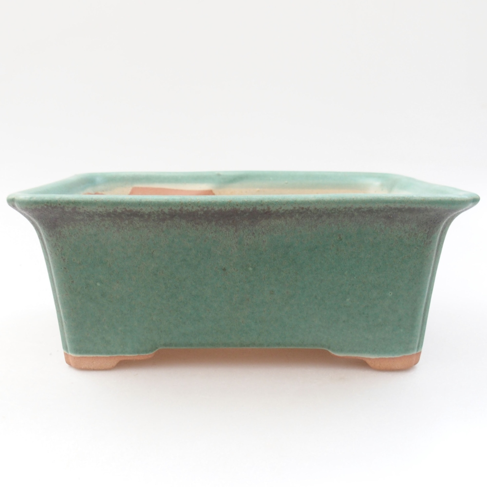 Ceramic bonsai bowl 18 x 14 x 7,5 cm, color green