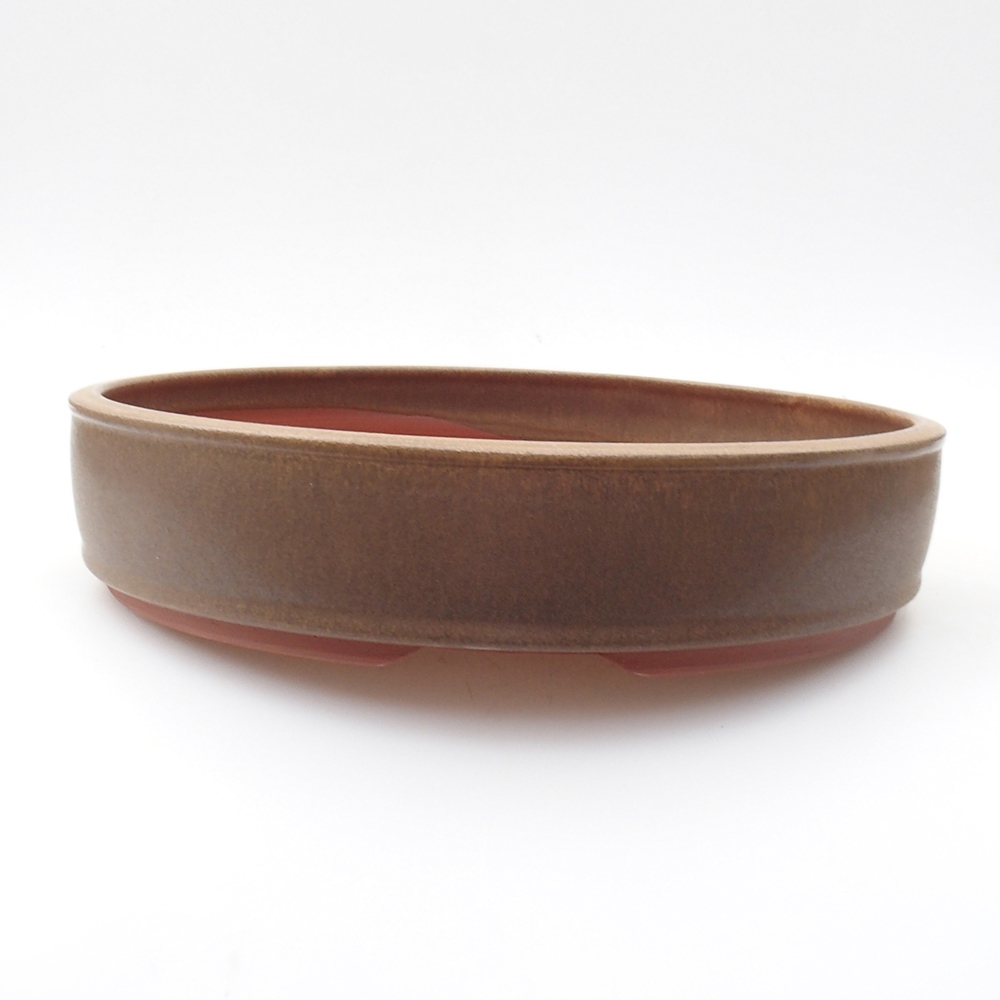 Ceramic bonsai bowl 25,5 x 25,5 x 5,5 cm, color brown