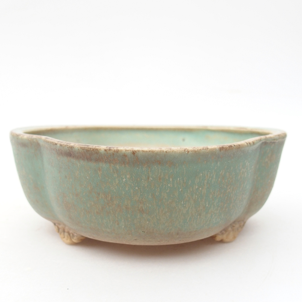 Ceramic bonsai bowl 13,5 x 13 x 5 cm, color green