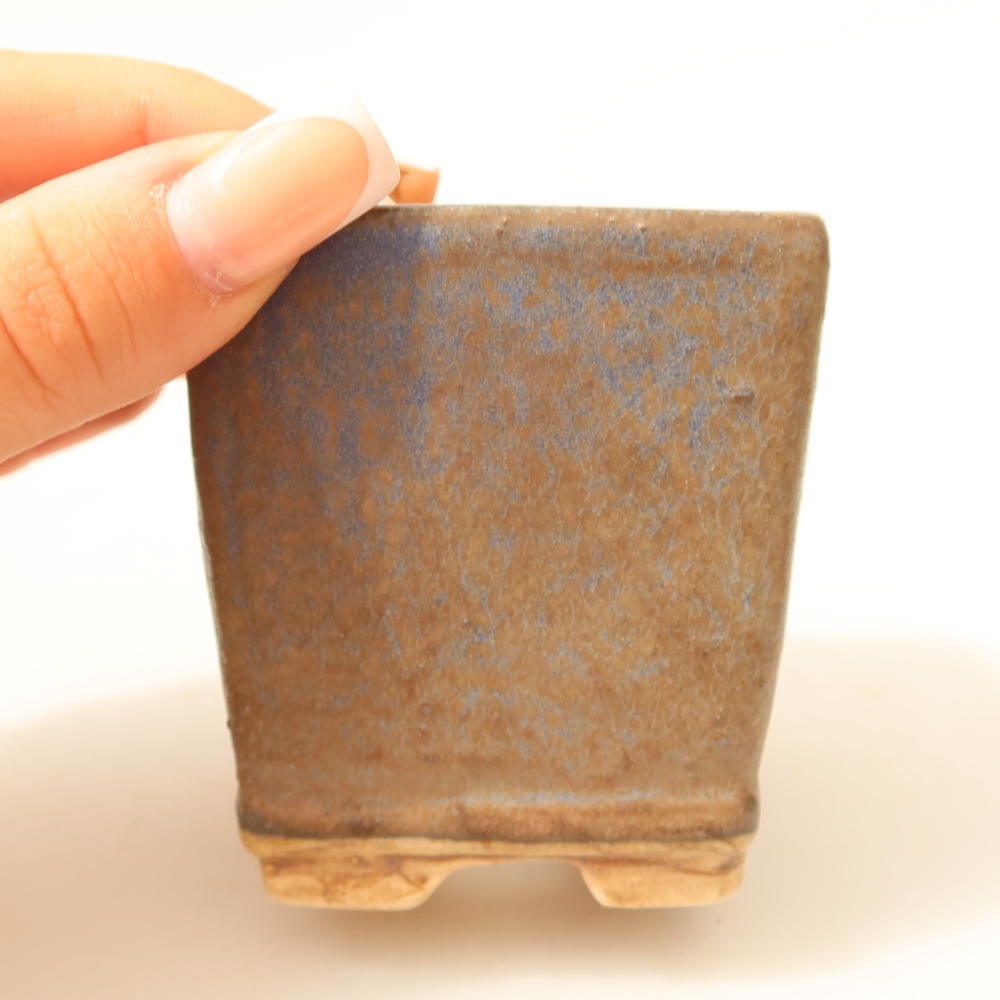 Ceramic bonsai pot, 6.5 x 6.5 x 7 cm, blue