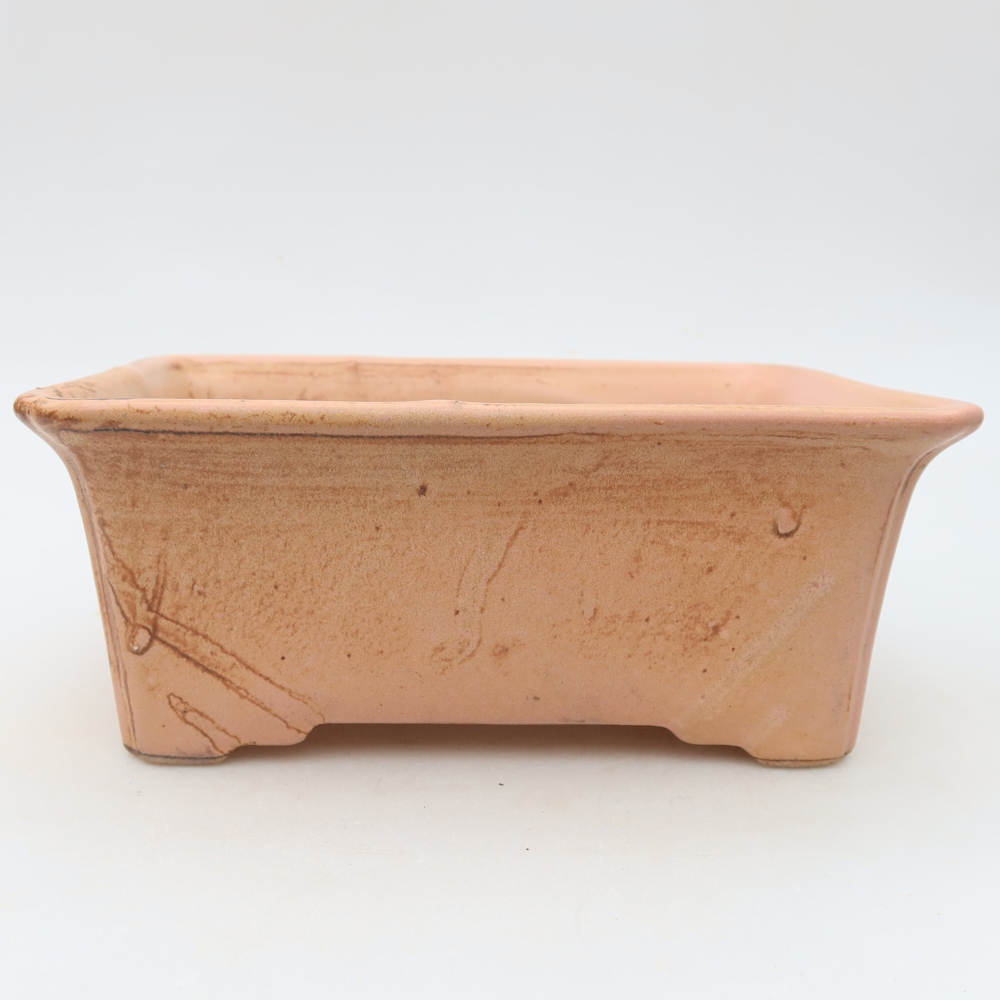 Ceramic bonsai pot, 18 x 13.5 x 7.5 cm, pink