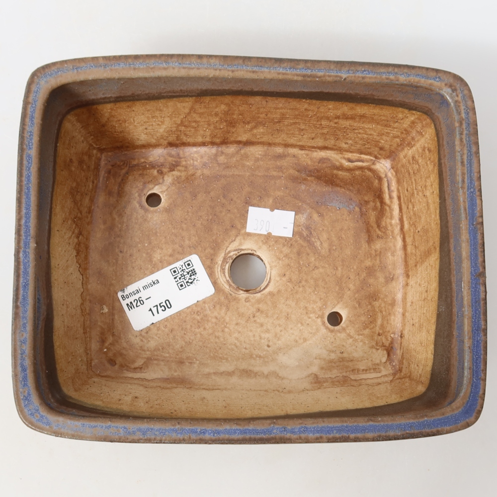 Ceramic bonsai pot, 18.5 x 15 x 6 cm, blue