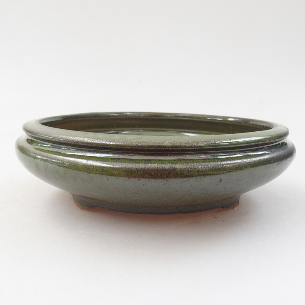 Ceramic bonsai bowl 15,5 x 15,5 x 5 cm, color green