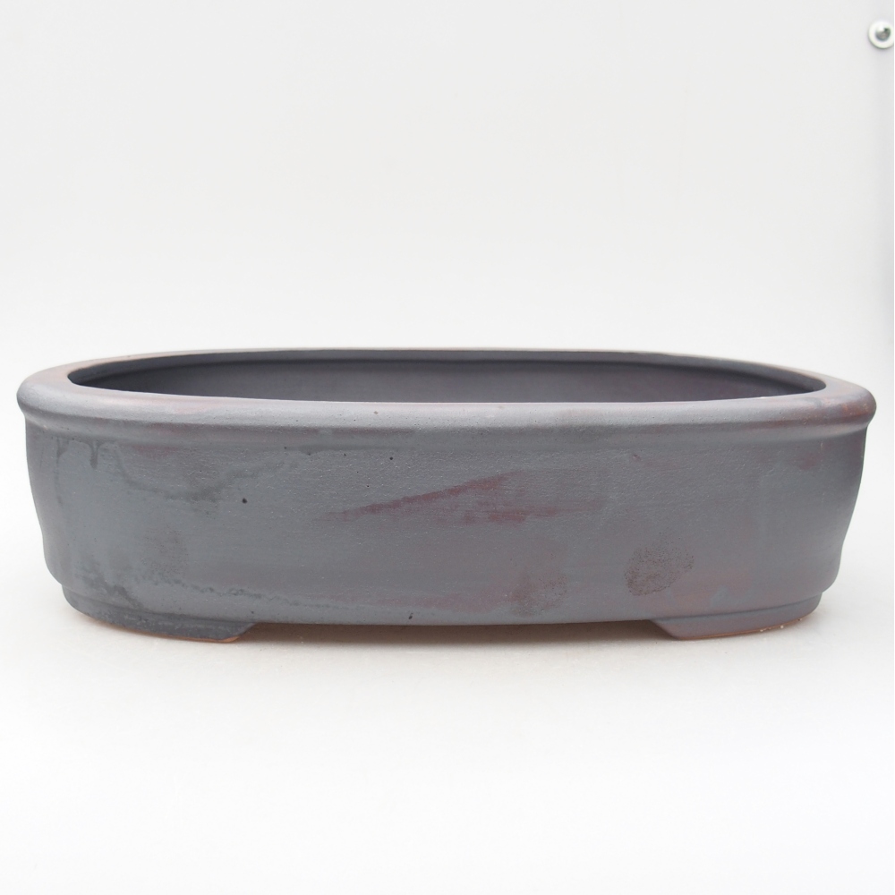 Ceramic bonsai bowl 32 x 25 x 8 cm, metal colour