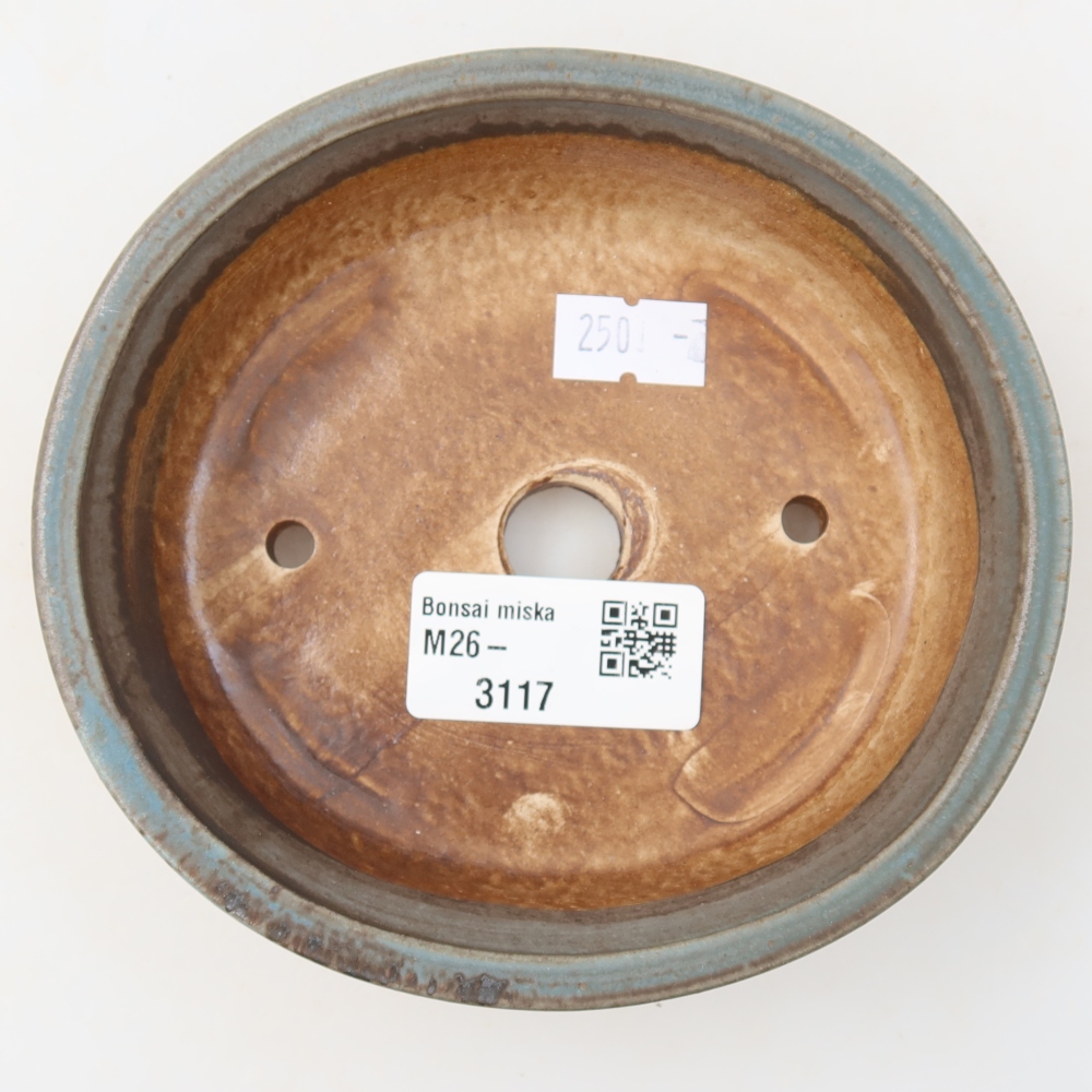Ceramic bonsai pot, 12.5 x 11.5 x 3.5 cm, blue