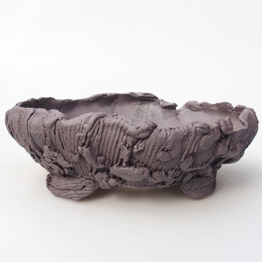 Ceramic bonsai bowl 17 x 16 x 6 cm, metal colour