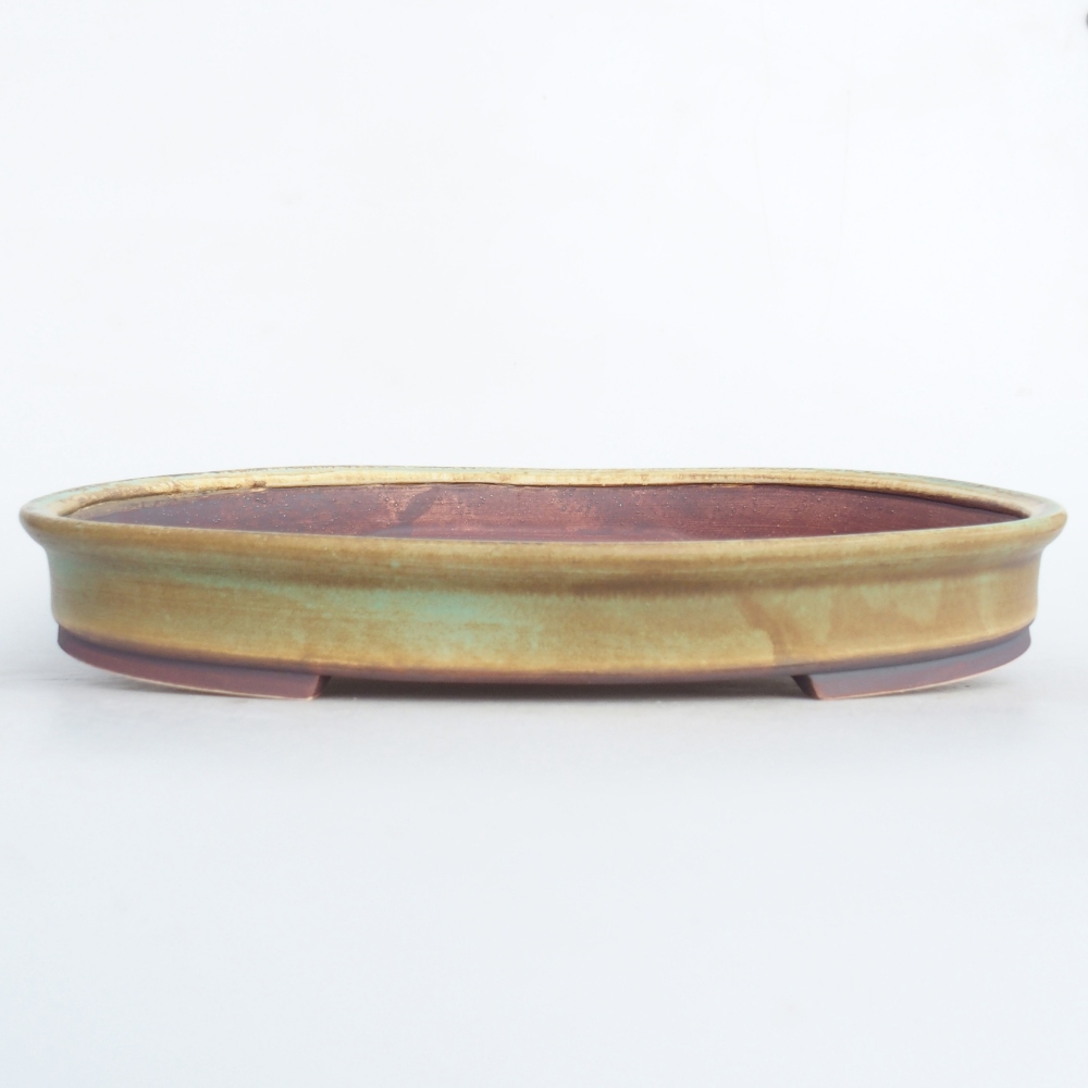 Ceramic bonsai bowl 31 x 27 x 4,5 cm, green
