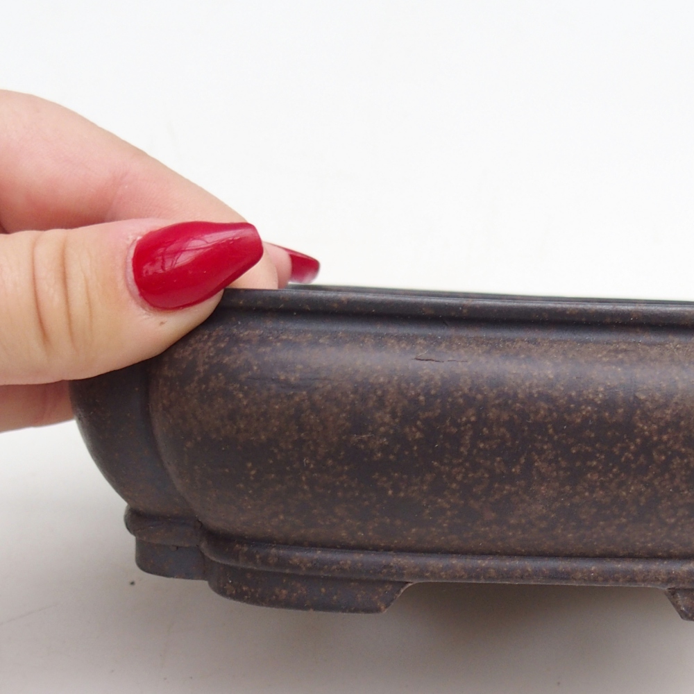 Ceramic bonsai bowl 14 x 11 x 4,5 cm, colour brownish ochre